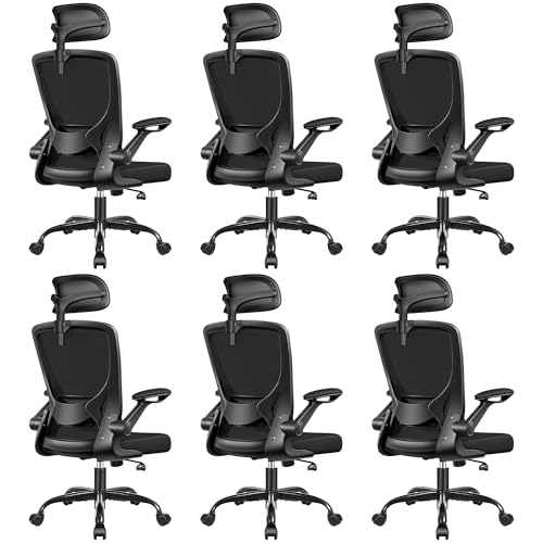 Image of Ergonomic Office Chair, Breathable Mesh Desk Chair for Home Office, 6 Pack
