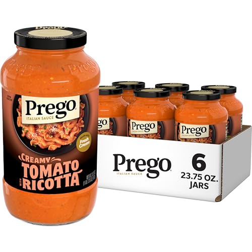 Prego Creamy Tomato Pasta Sauce With Ricotta Cheese, 23.75 oz Jar (6 Pack)