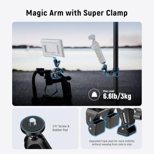 Image of NEEWER Super Clamp with 3 inch Dual Ballhead Magic Arm Camera Phone Mount, ST88