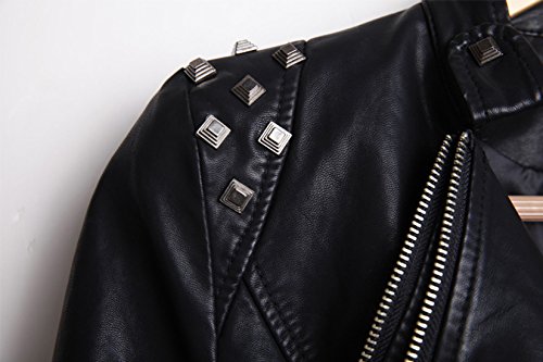 Chouyatou Women'S Fashion Studded Perfectly Shaping Faux Leather Biker Jacket thumb #3