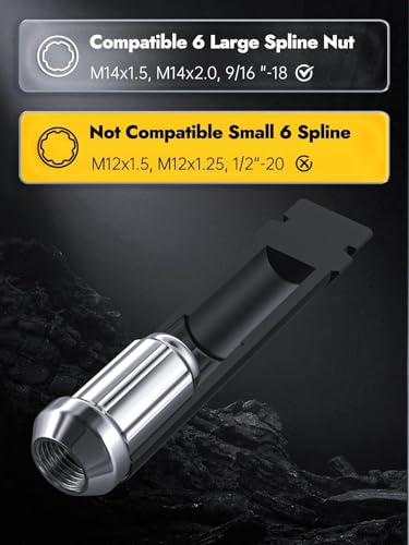 Image of MIKKUPPA Large 6 Spline Lug Nuts Socket - Replacement for 6 Point Aftermarket Wheel Nuts Truck SUV Tool Key, Lock Removal Tool for 21 mm (13 /16 Inch) & 22 mm (7 /8 Inch) Hex Socket Wrench