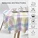 AGAYNA Easter Tablecloth Round 70 Inch Colorful Buffalo Plaid Table Cloth,Stain Resistance Polyester Spring Checkered Table Covers for Kitchen Dining,Small Tablecloth for Party Picnic