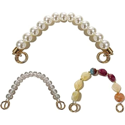 Handbag Chain Strap, 3 Pieces Straps for Handbag, Handle for Handbag, Shoulder Strap for Bags, Acrylic Bag Chain, Bead Chain Handbag for DIY Handbags and Couplings (Etwa 28 cm Long) Cover