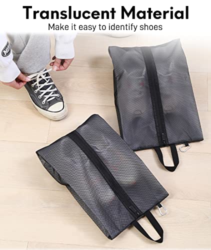 2 Pack Shoe Bags for Travel, Sneaker Bags, Waterproof Travel Shoe Bags with Zipper for Packing, Golf Shoe Dust Bags for Man and Women, Medium, Black - Thumbnail 5