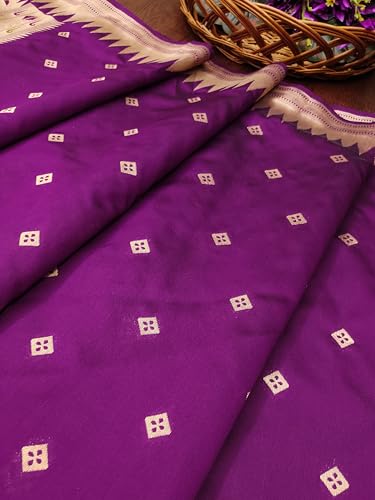Image of DEVANGI Women's Woven Paithani Banarasi Silk Dupatta /Chunni For Women, Floral Print 1 Meter Wide and 2.3 Meter Length Printed Designer Dupatta /Chunni For Girls