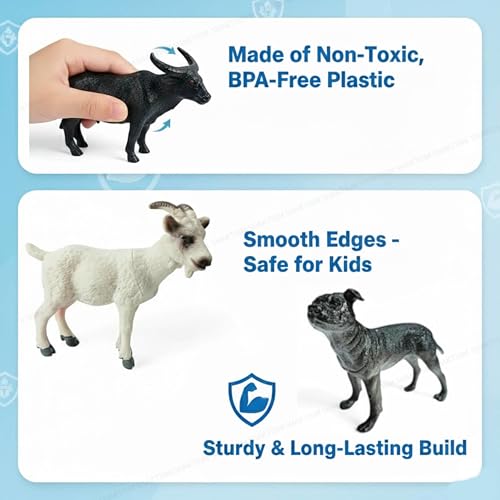 Image of SHAKTISM Farm Animal Toys Set - Realistic Farm Animal Figures for Kids, Educational Playset for Ages 3+ - Durable Plastic Toy Animals for Preschool & Toddler Learning (1205 Mini Farm 6Pc)