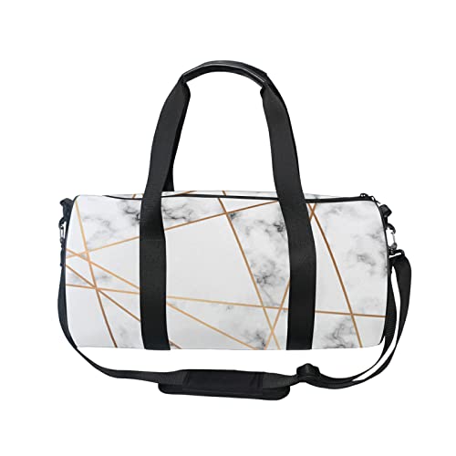 Marble With Geometric Duffel Bag,Canvas Travel Bag for Gym Sports and Overnight2