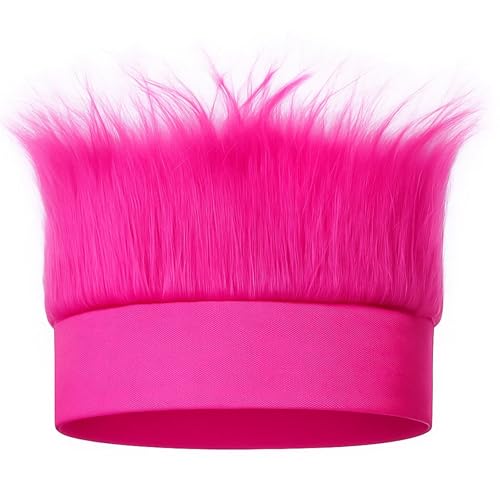 CHAKAKA Hairy Headband Crazy Hats Funny Wig Troll Hair for Adults Fun Party Costume Accessories for Crazy Hair Day Spirit Week Sports Halloween Cosplay Parties(Hot pink)