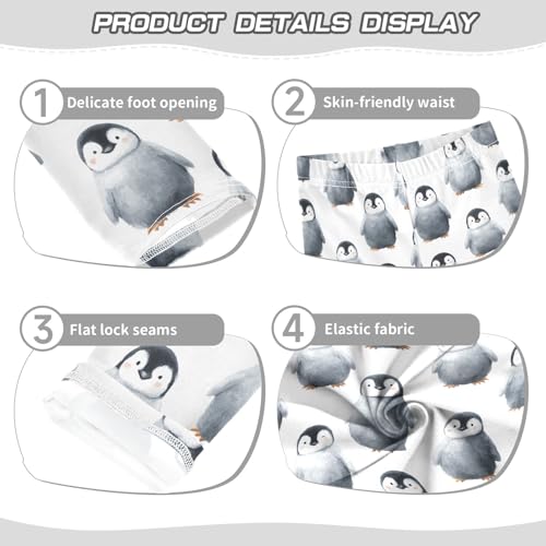 Girls' Athletic Leggings Ankle Length Yoga Dance Pants Kids Teen 4T Black Penguin3