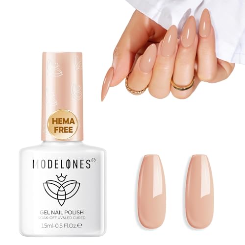 Image of modelones Nude Gel Nail Polish 15ML, Hema Free Summer Pastel Soak-Off UV Gel Polish - 28+Days Long-Lasting Nail Art DIY Manicure Kit Home Salon Women Gifts