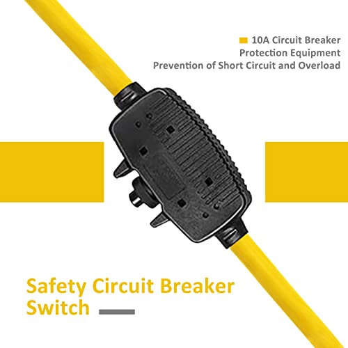 Greatide 30 Ft Retractable Extension Cord Reel, 16/3 Sjtw Power Cord With 3 Electrical Outlets And 10 Amp Circuit Breaker thumb #3