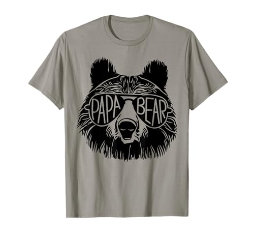 Men Papa Bear Face Sunglasses Dad Grandpa Funny Fathers Day T-Shirt