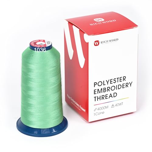 Image of Poolin Polyester Machine Embroidery Thread 4000M 40WT Mint Green 1036 | Smooth Feeding with Stable Tension for Clean, Consistent Stitching on Home and Commercial Embroidery Machines