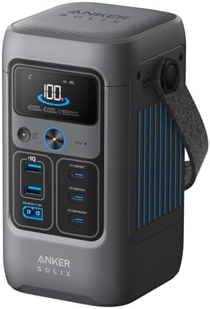 （03:00時点） Anker Solix C200 DC Portable Power Station ポータブル電源 192Wh 小型 軽量1.9Kg ストラップ付き 1.7時間満充電 合計最大出力200W USB-C 5ポート(ACポート非搭載) アプリ遠隔操作 リン酸鉄 蓄電池 ポータブルバッテリー キャンプ アウトドア 車中泊 停電対策 防災 (ダークグレー)