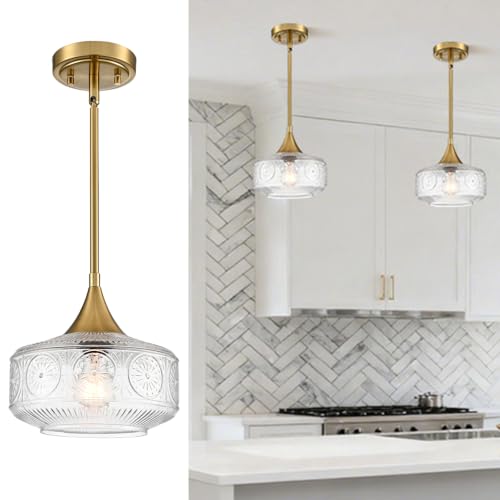 Image of DAYCENT Modern Gold Pendant Light 9-Inch Clear Glass Pendant Lighting