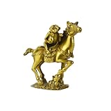 ILEWEI Feng Shui Monkey Riding Horse Statue Set Figurines Products Brass Handmade Table Art Home Decor Wealth Gift Collectibles (Small)