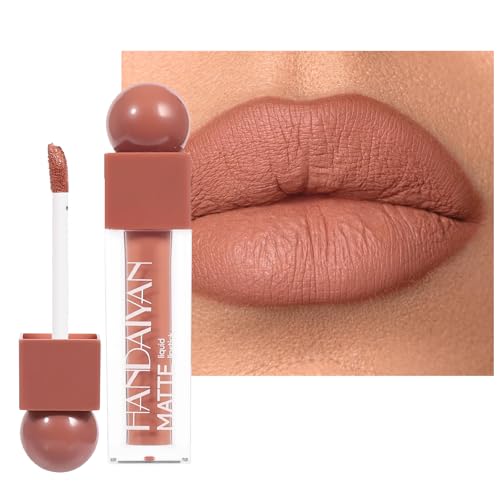 Brown Lipstick, Matte Nude Lipsticks For Women Long Lasting, Highly Pigmented Creamy Lip Gloss, Lip stick Stay On 8 Hours Waterproof Not Fade Liquid Lipstick Make Up Gift (02# Brown, One Size)