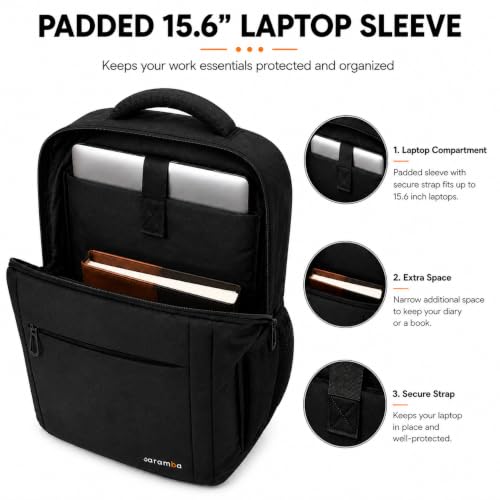 Image of CARAMBA CARRYMATE 26.5L Overnighter Laptop Backpack | Water Resistant Travel Bag with 15.6 inch Padded Laptop Sleeve, Trolley Strap & Dual Compartments for Office, Business, College Men & Women