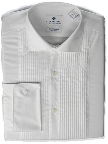 Ryan Seacrest Distinction Men's Button Up, White, 17 32/33