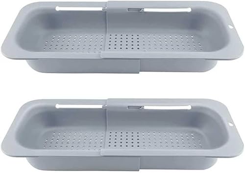 Cesta coladora para colocar sobre el fregadero, lavar verduras y frutas, escurrir la pasta cocida y platos secos, extensible, artículos esenciales