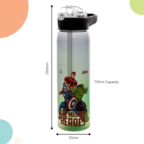 Image of SKi Homeware Impact Sipper Water Bottle, for School, Sports, Trek, Travel | Teens and Kids of all age groups | Leakproof, Light Weight, Pop-up Sipper with Handle, 750 ML, Avengers