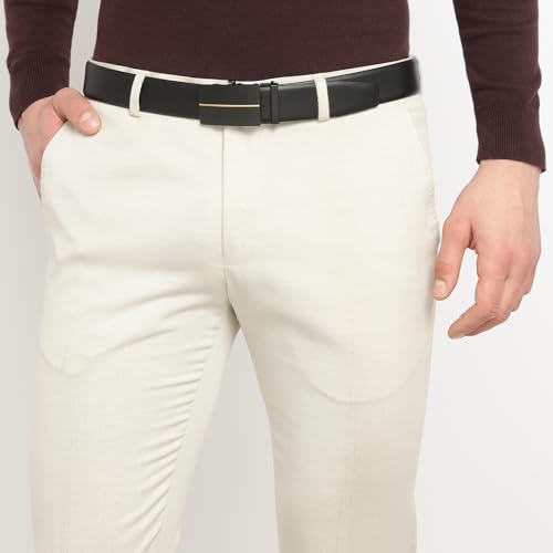 Auto-lock Black Men's Leather Belt, Wrinkle-free Genuine leather, No-hole, Micro-adjustable Belt with Nubuck Backside4