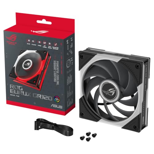 Image of ASUS ROG Eurux GR120 ARGB PWM Fan Single Pack 120mm PWM Fan, 2600RPM, Patented Daisy-Chain Design, Custom Lighting