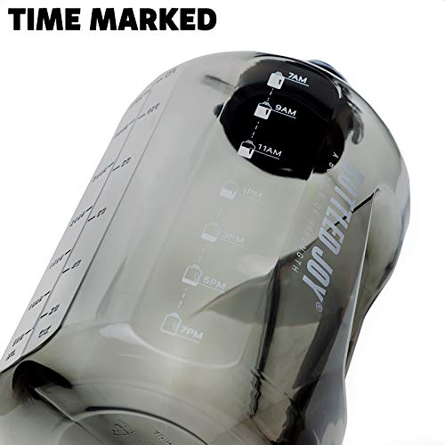 1 Gallon Water Jug With Flip-Top Lid And Handle Strap, Leak-Proof Bpa Free Reusable Time Marker Reminder Large Capacity Wide Mouth Gallon Water Bottle For Outdoor Sports Gym Hiking Black 128Oz #TOP2