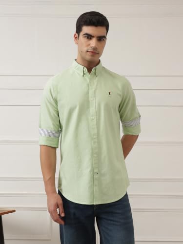 Image of Thomas Scott Men's Cricket Club Collection Classic Regular Fit Twill Shirt | 100% Cotton Long Sleeve Solid Shirt with Button Down Collar (Available in Plus Size)