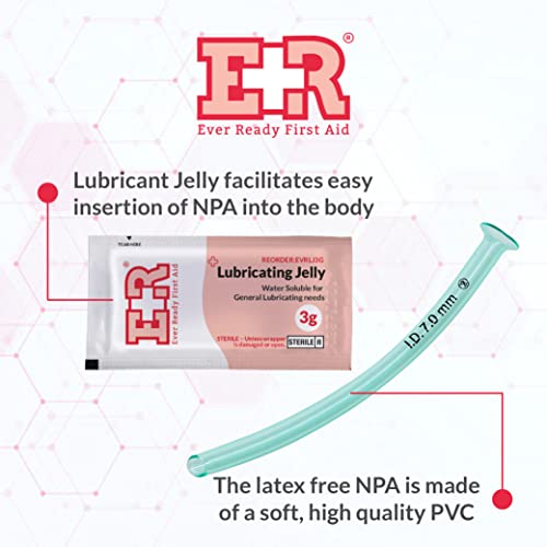 Image of Ever Ready First Aid Nasopharyngeal Airway (NPA) with Packet of Lubricant Jelly 3g (2 Count (Pack of 2))