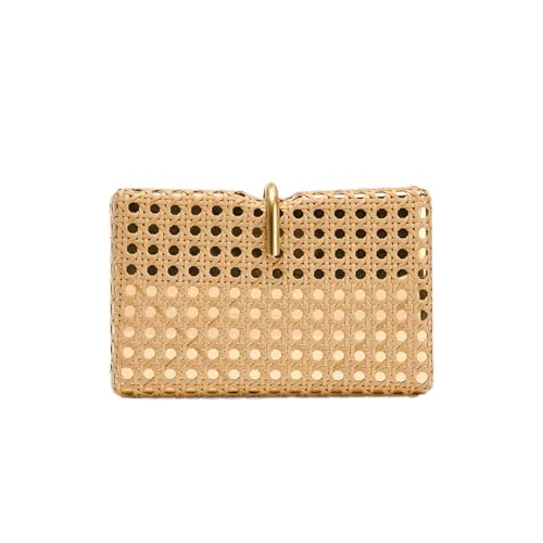 Image of Women Acrylic Rattan Clutch Purse Rattan Woven Evening Bag Wedding Party Purse Summer Beach Wicker Shoulder Handbag