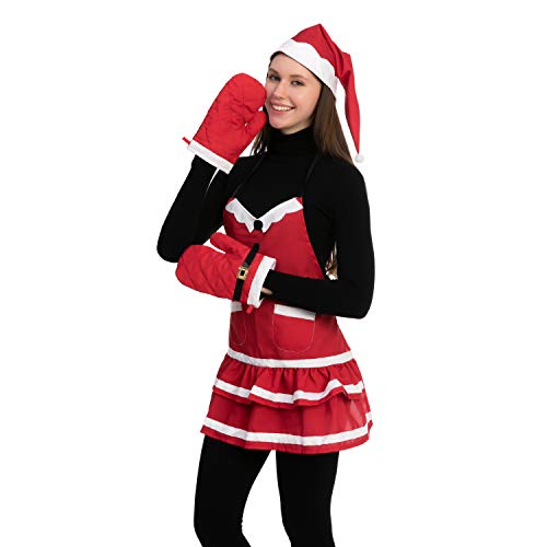 JOYIN Conjunto de 6 peças de avental de Papai Noel para cozinha de Natal - Avental de Papai Noel de