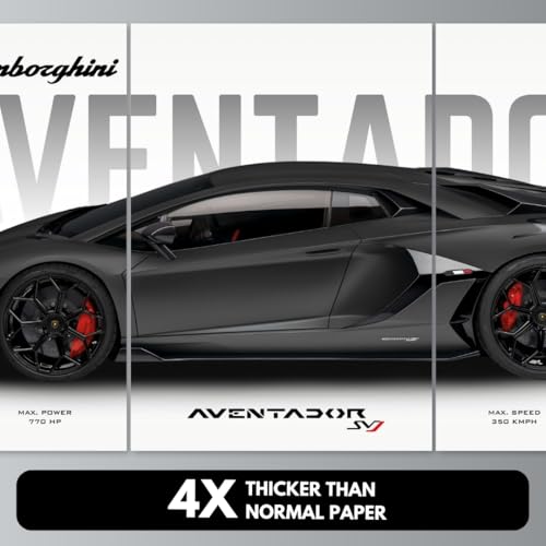 Image of Lamborghini Aventador SVJ Poster Split Design Car Posters | Lambo 3 A3 Sized Cars Poster for Wall | Large Size (89 x 42 cm) Lamborghini Wall Decor | Car Posters for Room | Lambo Supercar (B 036)