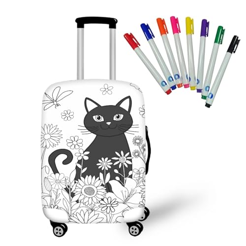 Color Your Own Cute Luggage Covers for Suitcase Easy to identify Color in Cat Suitcase Cover Protector for Kids Boys