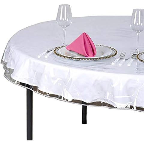 Clear Plastic Tablecloth Protector, Round Table Cloth Vinyl (70" Round) Cover