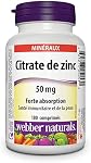 Webber Naturals Zinc Citrate 50 mg, 180 Tablets, For Healthy Skin and Immune Support, Vegan