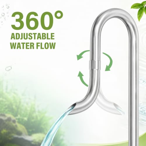 Image of LINLAN 304 Stainless Steel Lily Pipe Inflow and Outflow with Mini Aluminum Alloy Pipe Holder, 360 Rotatable Outflow, Fits 1 /2 Inch ID Filter Hose, for Rimless Aquariums (1 /2 inch)