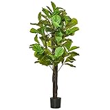 HOMCOM Planta Artificial Higuera en Maceta Altura 155 cm con 114 Hojas Árbol Artificial para Decoración Interior Hogar Salón Dormitorio Verde