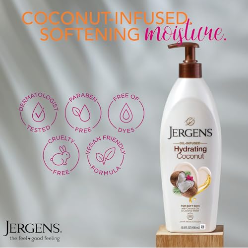 Jergens Hydrating Dry-skin Lotion, Coconut, 16.8 oz - Image 3