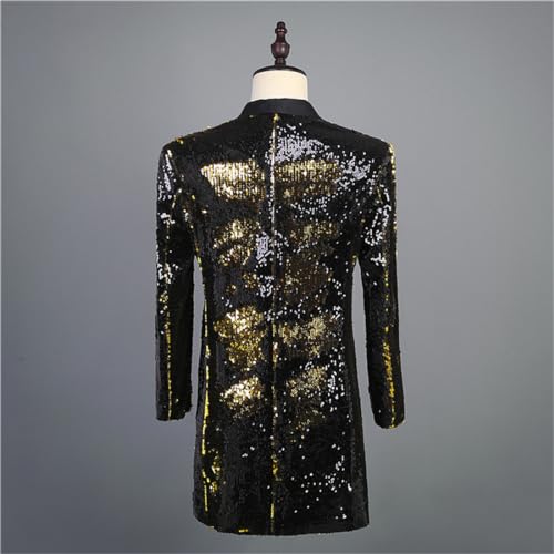 Black gold sequin jacket, long-style tailcoat, party tuxedo, wedding host Blazer, Including shirts +jacket2