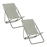 Lafuma MOBILIER   Lot De 2 Transats Jardin Pliants Multi Positions   Maxi Transat   Airlon   Vert Rayure Moss   Fabriqué en France   BDL0060_A000   Garantie 5 Ans   L.83xl.62xH.91cm