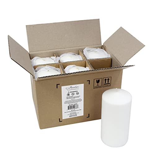Image of Stonebriar 6 Tall 3 x 6 Inch 65 Hour Long Burning Unscented White Wax Pillar Candles (Pack of 4, 24 Count Total)