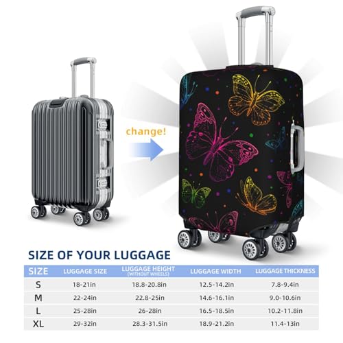 Butterfly Print Luggage Cover For Suitcase,Washable Elastic Travel Suitcase Protector With Zipper Closure And Bottom Buckle – Fits 18-32" Luggage-X-Large4
