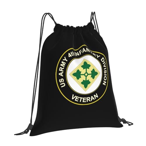 Rqwaaed US 4th Infantry Division Veteran Versatile Drawstring Gym Bag Perfect Workouts Daily Essentials2