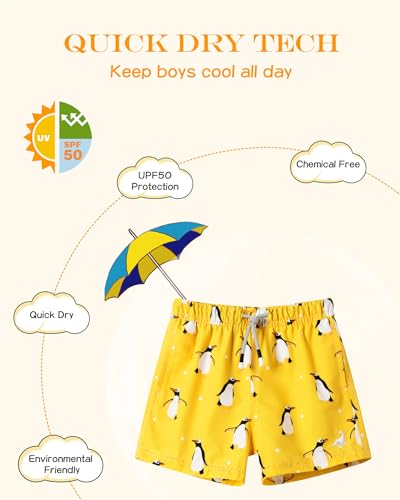 Image of SURF CUZ Surfcuz Little Boys Swim Trunks UPF 50+ Toddler Beach Shorts Swimsuit Kids Quick Dry Swimwear
