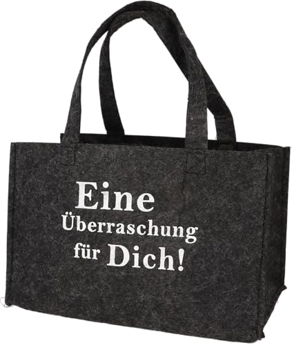 WORTGEFECHTE Bolsa de fieltro con divertidos frases para leña de chimenea, bolsa de la compra, cesta de periódicos, cesta de fieltro plegable, gris, 27 x 15 x 17 cm