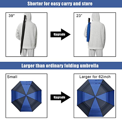 Image of G4Free 62 inch Portable Golf Umbrella Automatic Open Large Oversize Vented Double Canopy Windproof Waterproof Sport Umbrellas | Windproof Heavy Duty Umbrella, Automatic Open, Sport Umbrella, Durable, Waterproof Stick Umbrella, for Rain, for 2 People