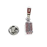 Cuff-Arts Lapel Pin Music Red Microphone Lapel Pin Badges with a Gift Box P10239