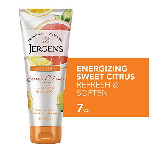 Jergens Sweet Citrus Body Butter Body and Hand Lotion, Moisturizer, 7 Ounce Lotion with Essential Oil for Indulgent Moisturization