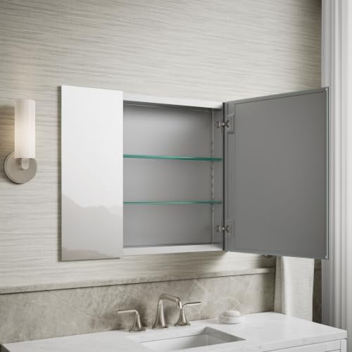 Image of Kohler 55064-NA Embark Slim Medicine Cabinet Mirror, Adjustable Shelves with Mirrored Doors, 30 in. W x 26 in. H
